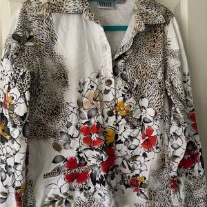 Chico's Vibrant Floral and Animal Print Blouse